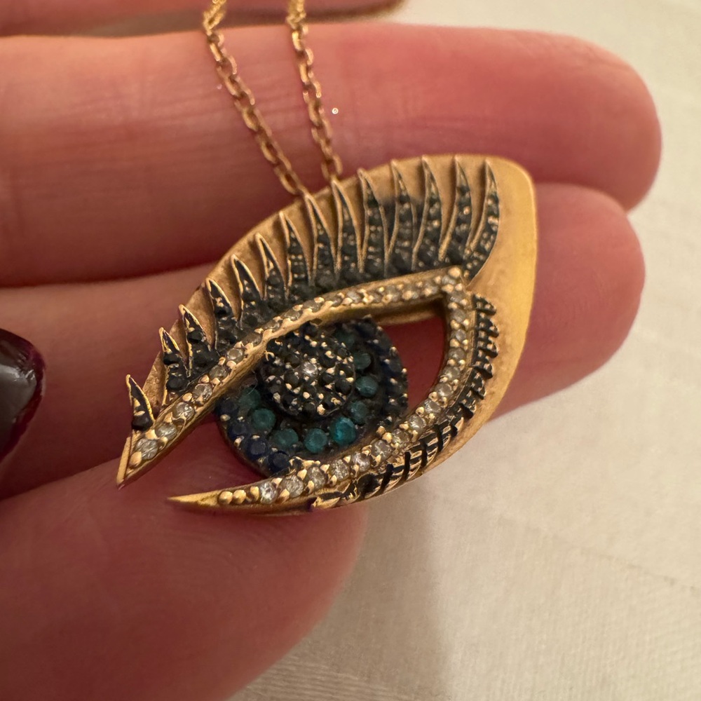 18kt diamond EvilEye Pendant and chain Necklace